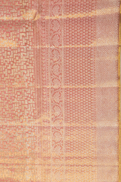 Kanchipuram Silk Tissue Brocade Peach Saree