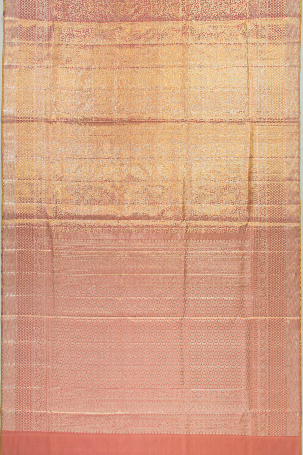 Kanchipuram Silk Tissue Brocade Peach Saree
