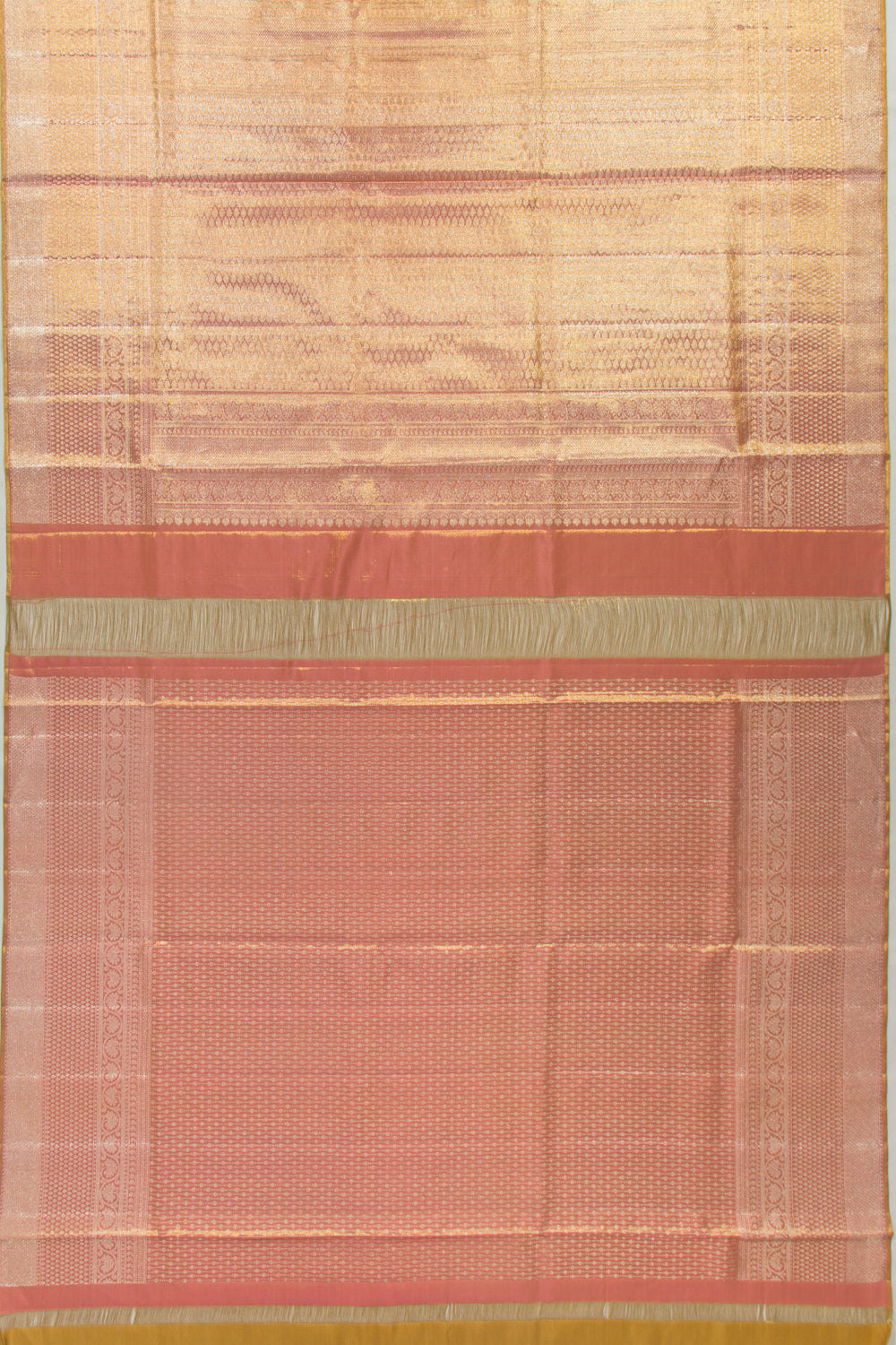 Kanchipuram Silk Tissue Brocade Peach Saree
