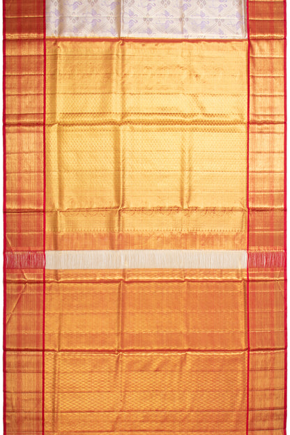 Kanchipuram Silk Tissue Criss Cross Checks And Butta Violet Saree