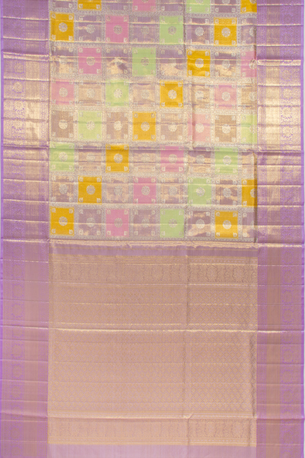 Kanchipuram Silk Tissue Brocade Lavender Saree