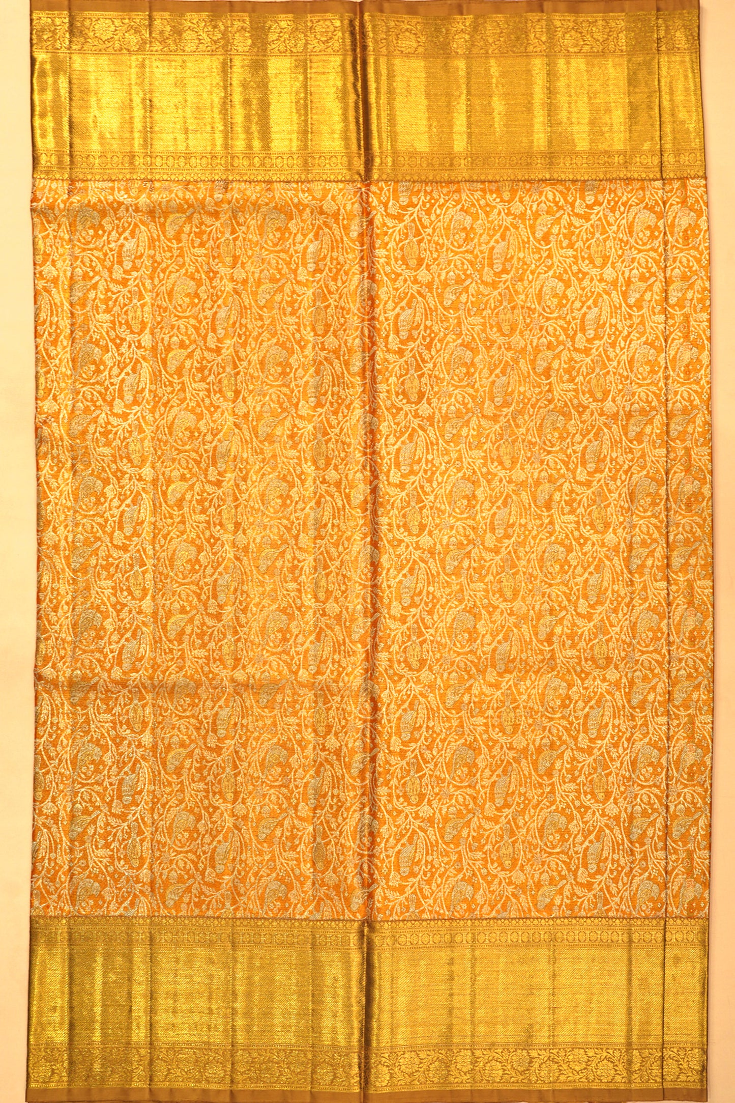 Kanchipuram Silk Tissue Brocade Gold Saree