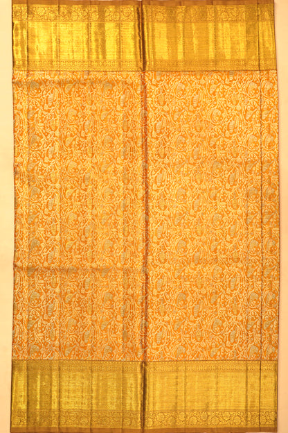 Kanchipuram Silk Tissue Brocade Gold Saree