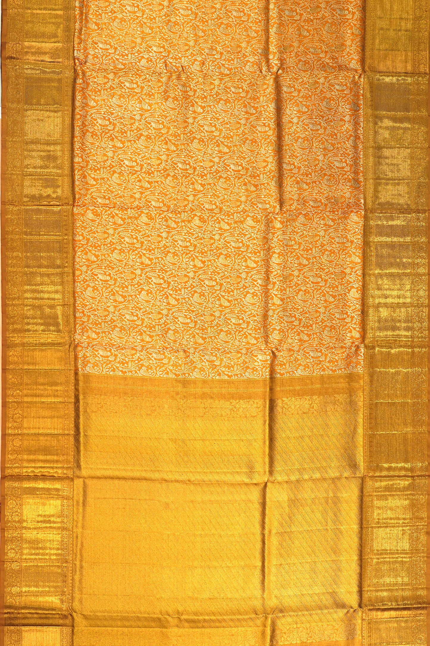 Kanchipuram Silk Tissue Brocade Gold Saree