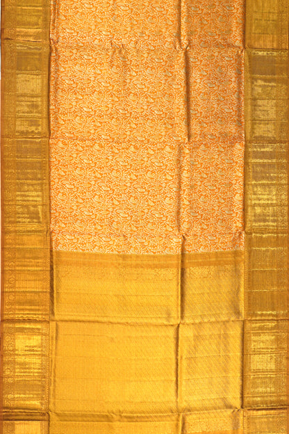 Kanchipuram Silk Tissue Brocade Gold Saree