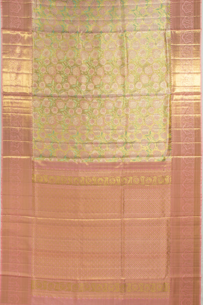 Kanchipuram Silk Tissue Jaal Gold Saree
