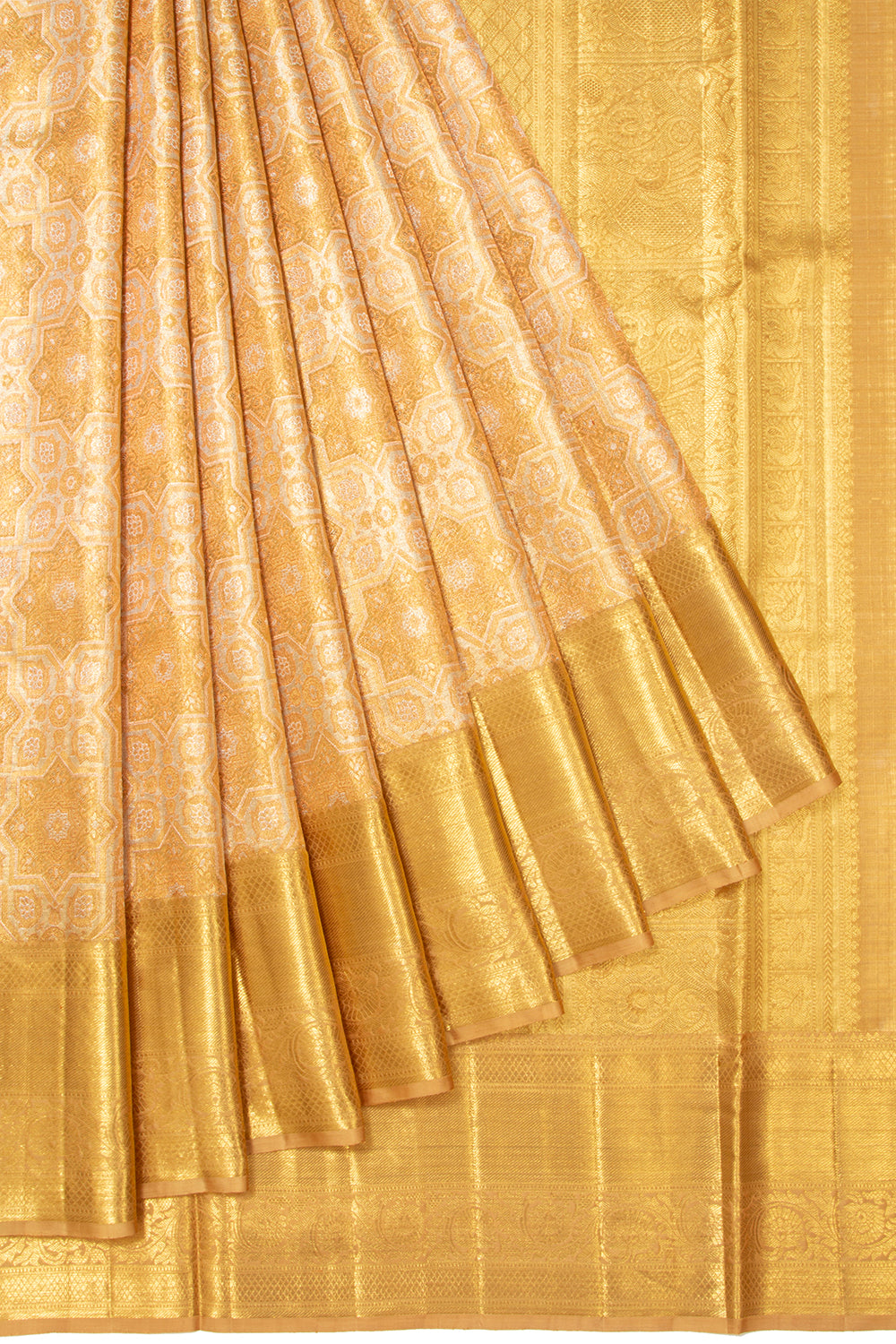 Kanchipuram Silk Tissue Brocade Gold Saree
