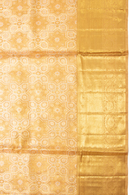Kanchipuram Silk Tissue Brocade Gold Saree