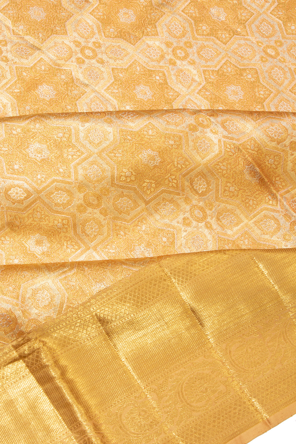 Kanchipuram Silk Tissue Brocade Gold Saree