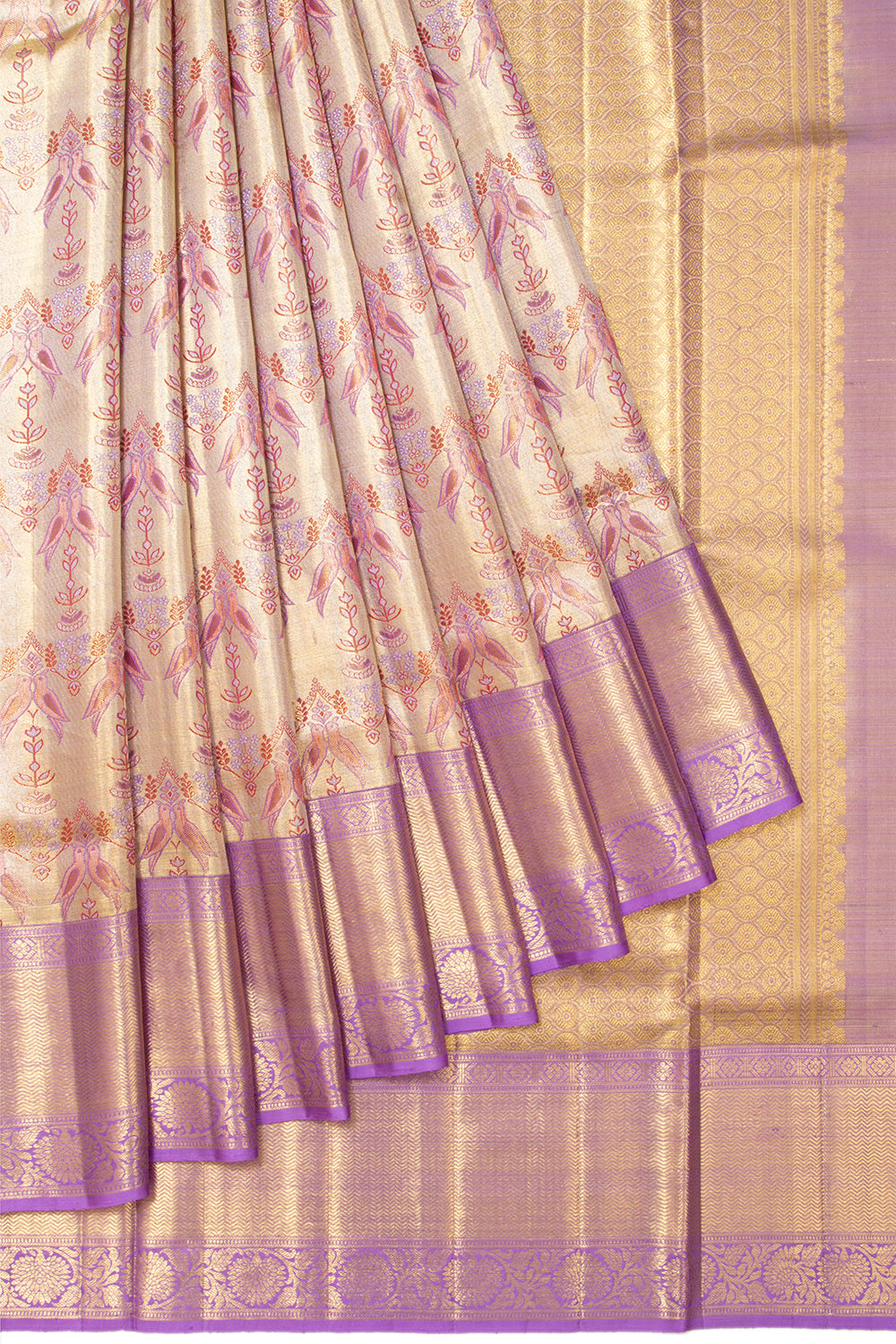 Kanchipuram Silk Tissue Brocade Gold Saree