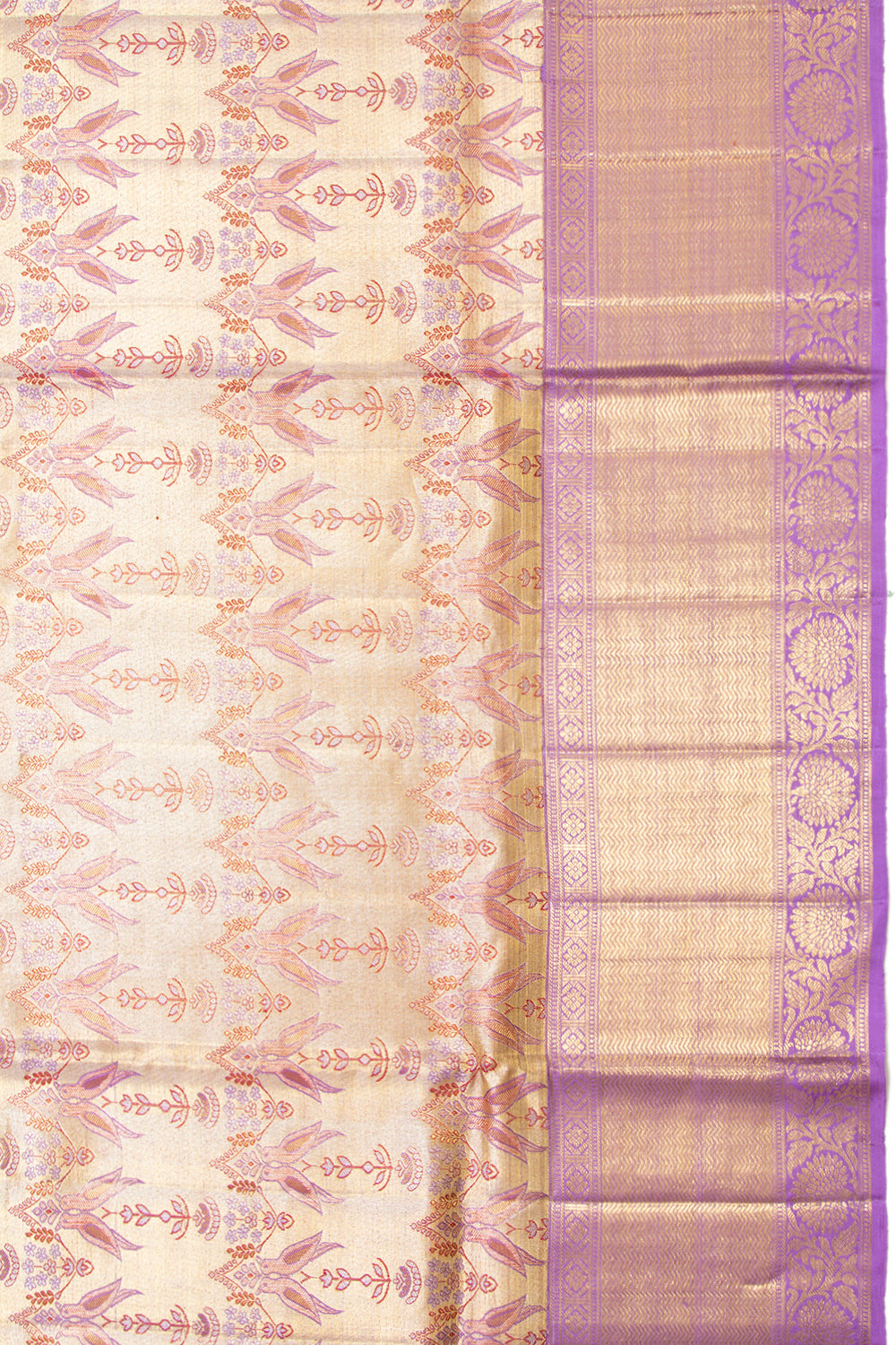 Kanchipuram Silk Tissue Brocade Gold Saree