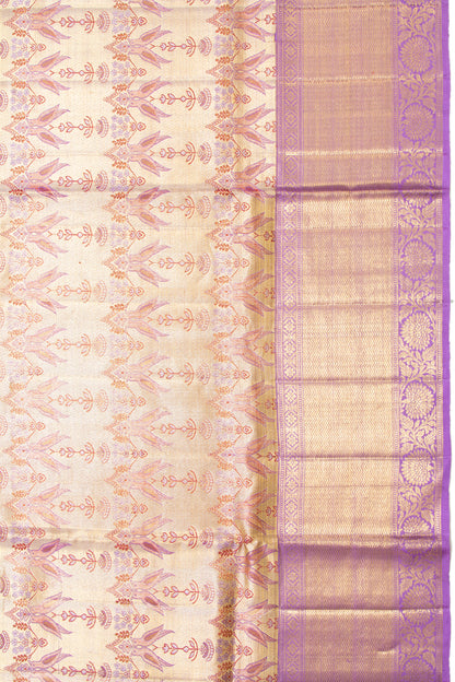 Kanchipuram Silk Tissue Brocade Gold Saree