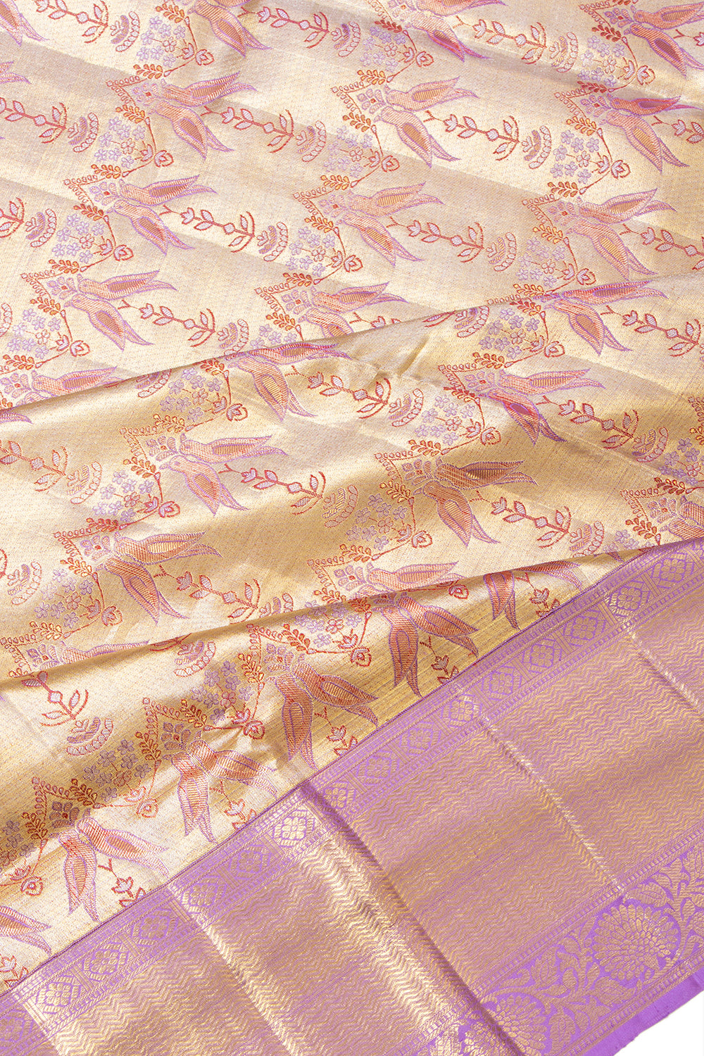 Kanchipuram Silk Tissue Brocade Gold Saree