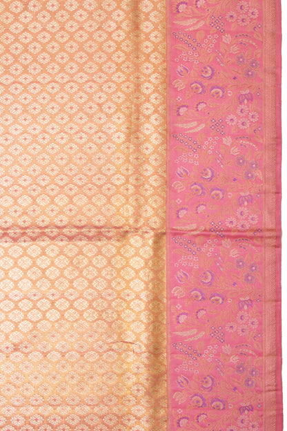 Kanchipuram Silk Tissue Brocade Peach Saree
