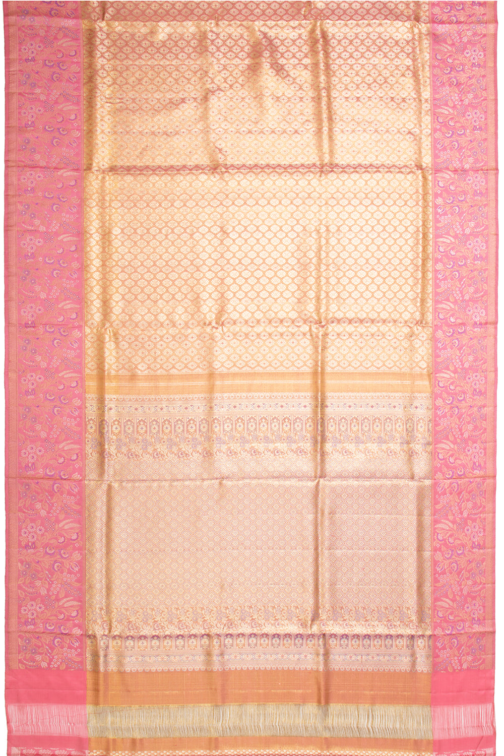 Kanchipuram Silk Tissue Brocade Peach Saree