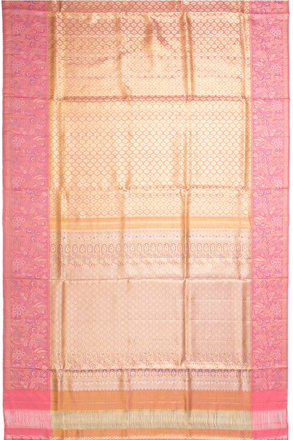 Kanchipuram Silk Tissue Brocade Peach Saree