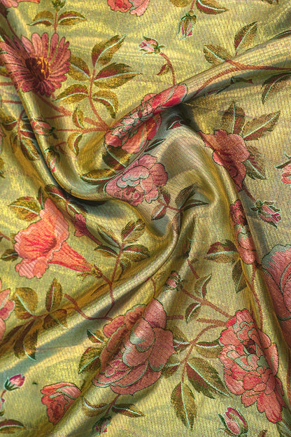 Kanchipuram Silk Tissue Brocade Green Saree