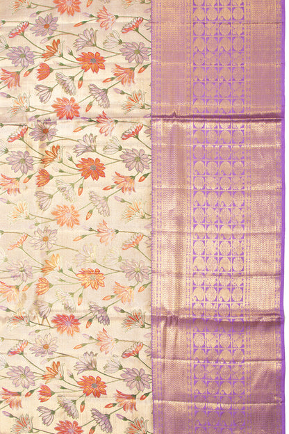 Kanchipuram Silk Tissue Brocade Gold Saree