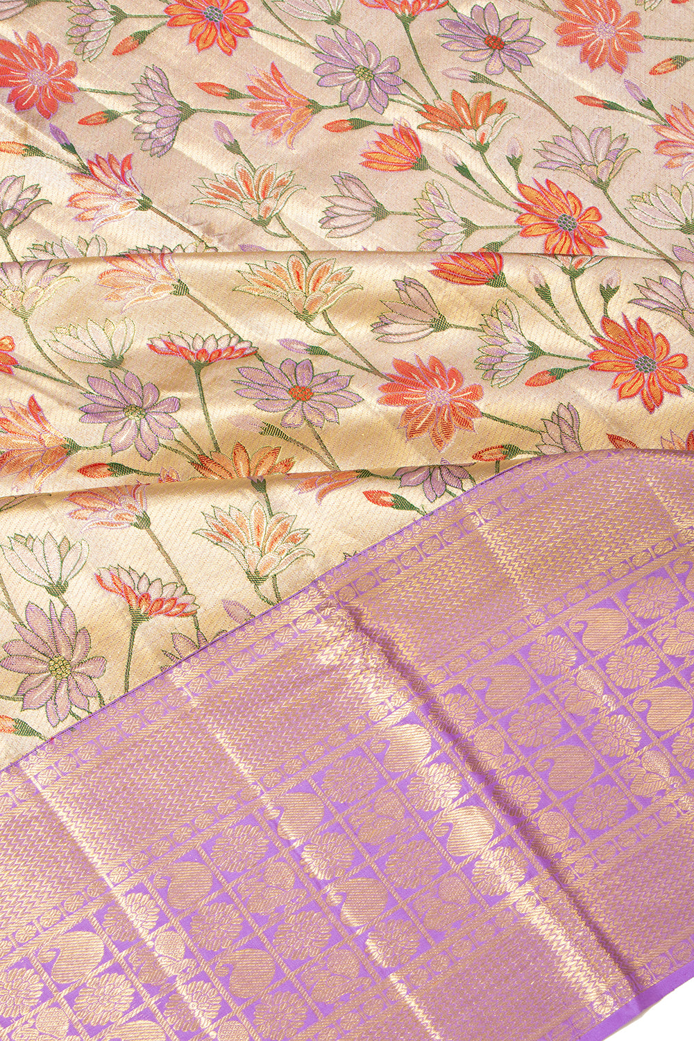 Kanchipuram Silk Tissue Brocade Gold Saree