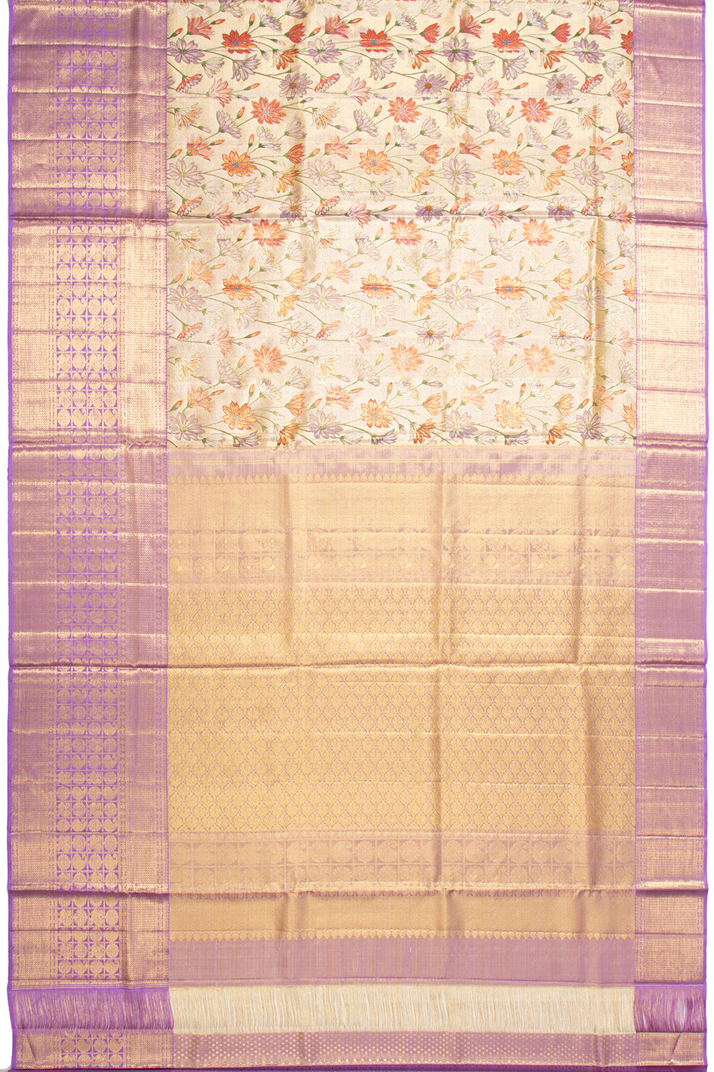 Kanchipuram Silk Tissue Brocade Gold Saree
