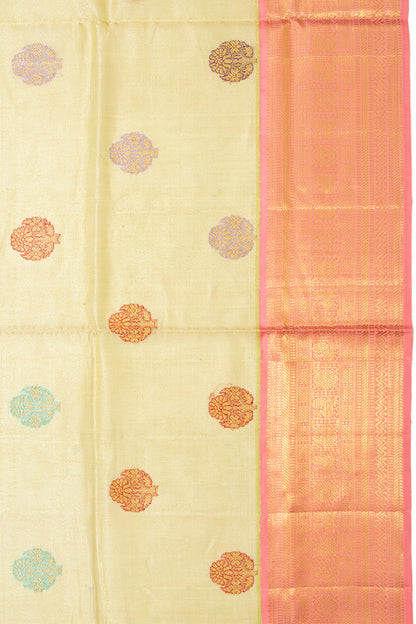 Kanchipuram Kora Organza Tissue Butta Pista Green Saree
