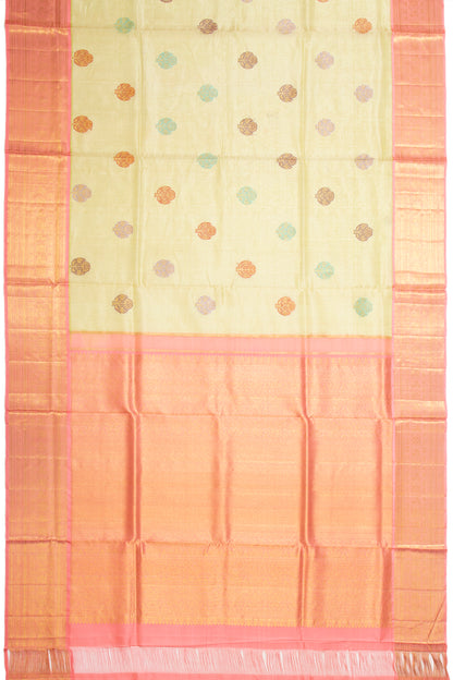 Kanchipuram Kora Organza Tissue Butta Pista Green Saree
