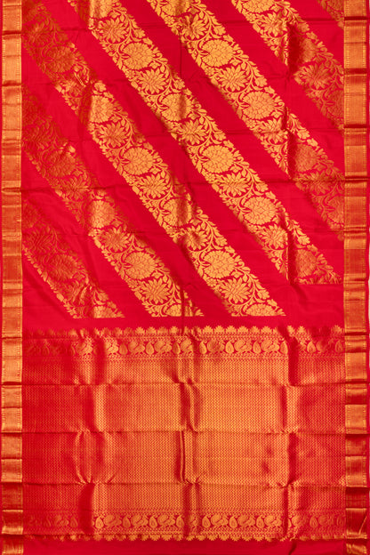Kanchipuram Silk Leheriya Red Saree