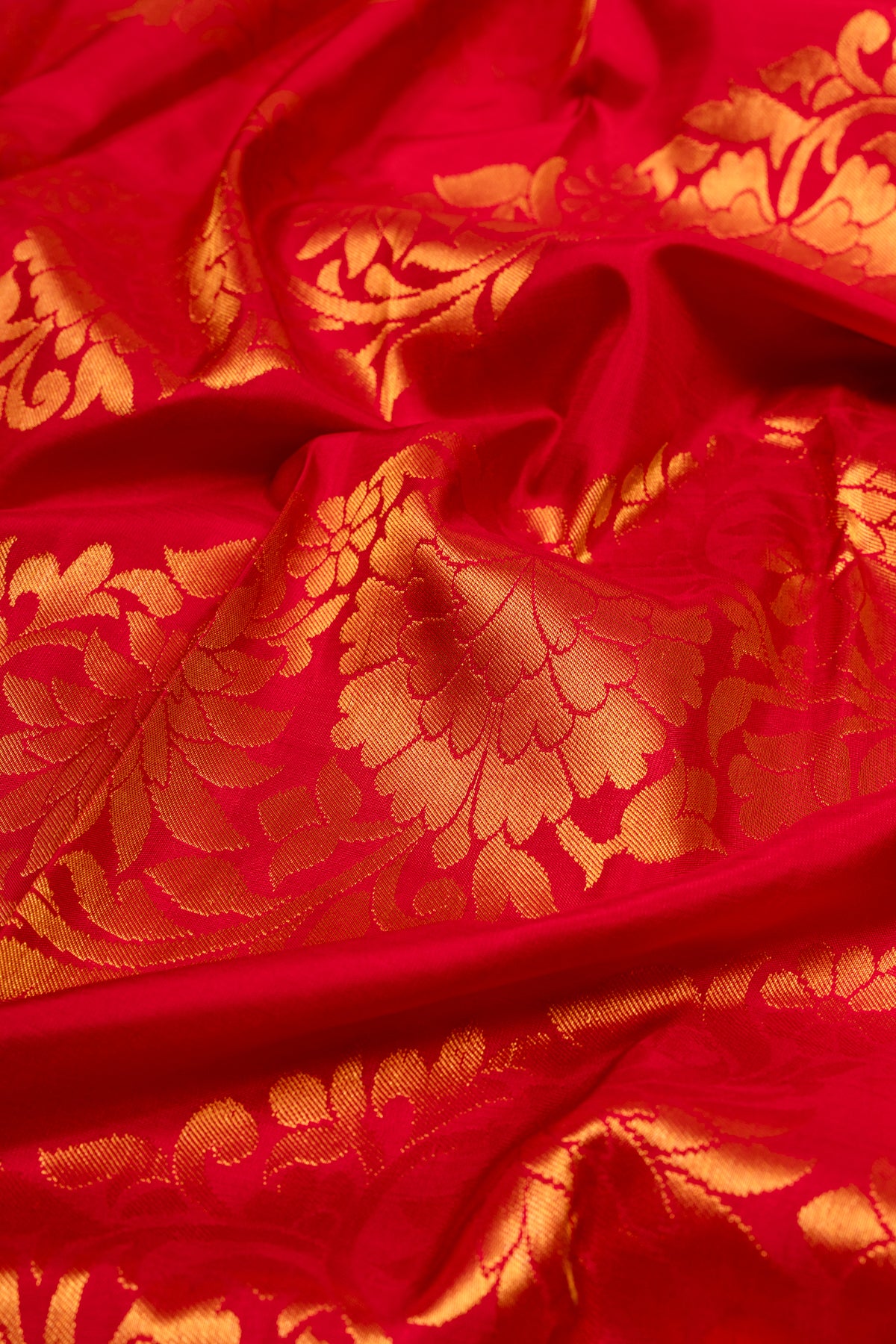 Kanchipuram Silk Leheriya Red Saree