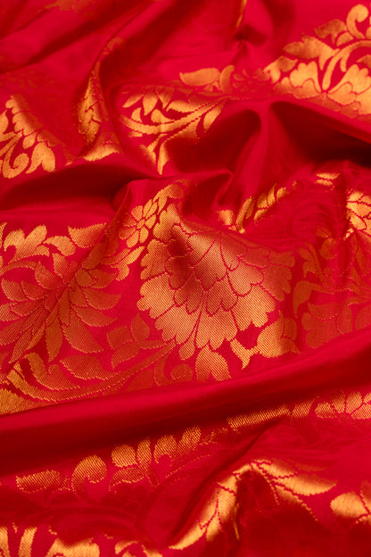 Kanchipuram Silk Leheriya Red Saree