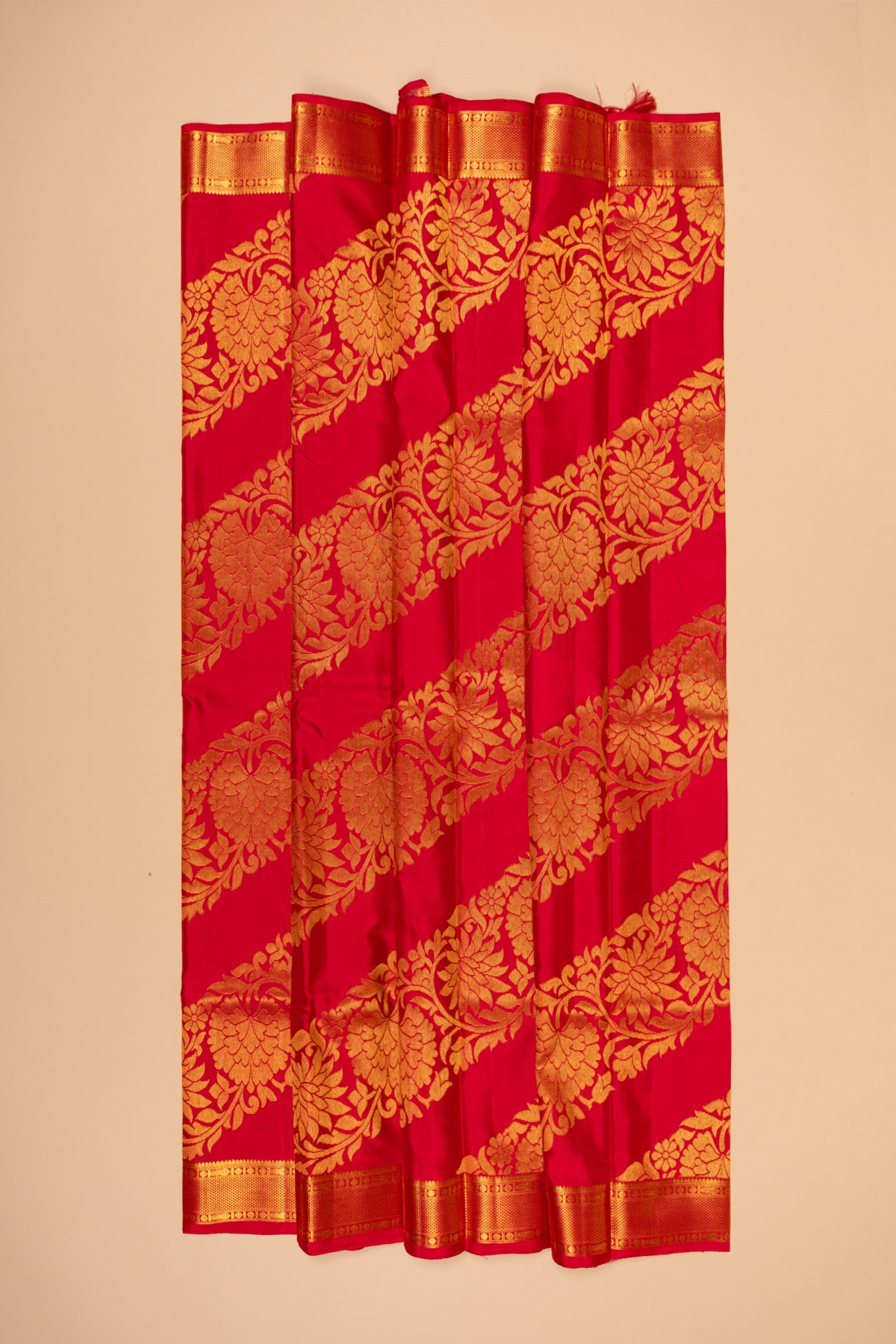 Kanchipuram Silk Leheriya Red Saree