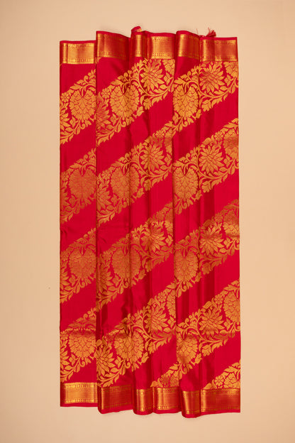 Kanchipuram Silk Leheriya Red Saree