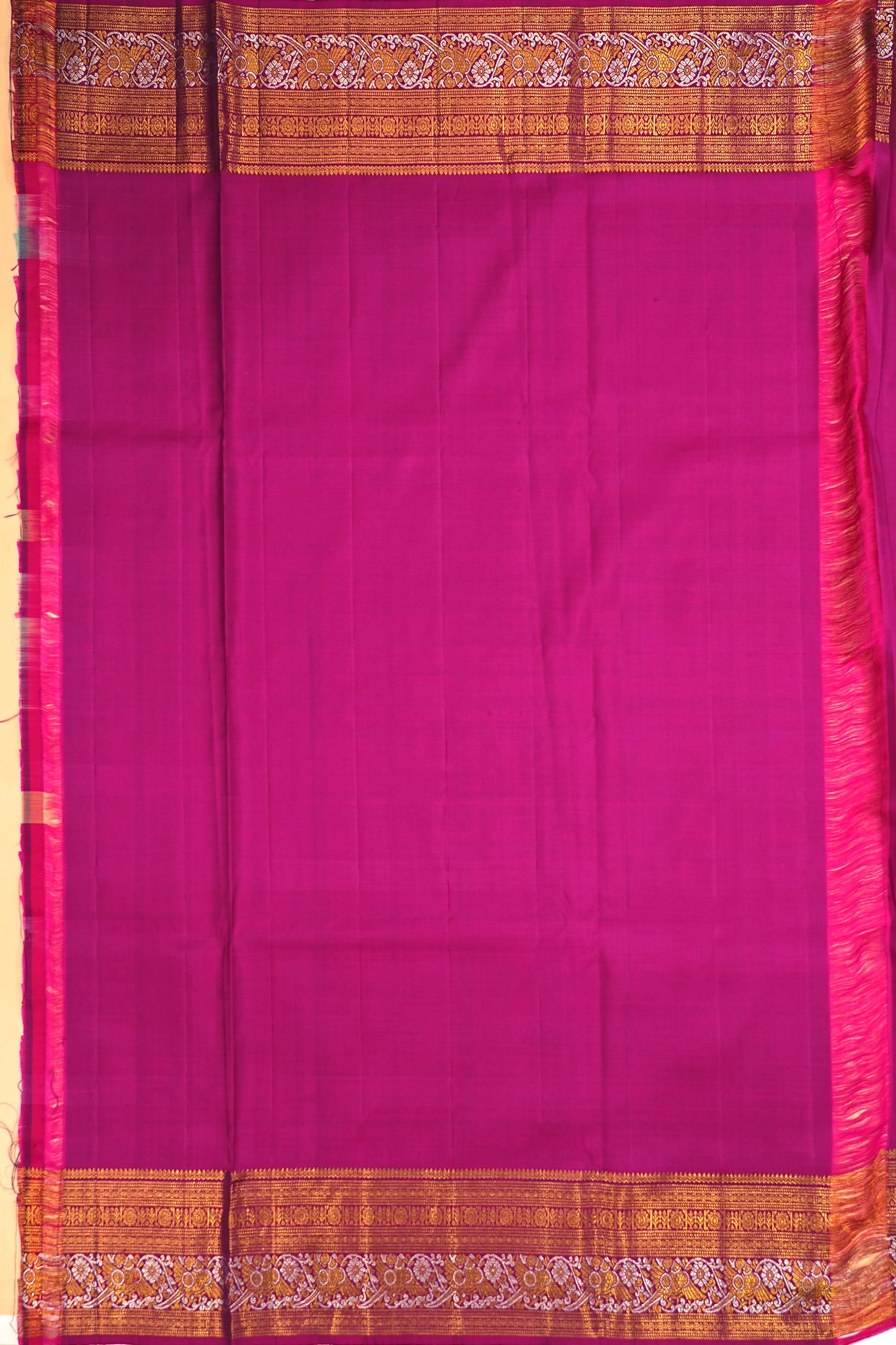 Kanchipuram Silk Tissue Horiozntal Lines Multicolor Saree