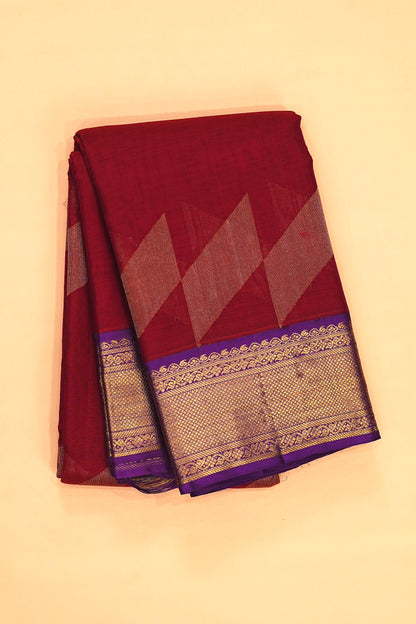 Kanchipuram Kora Organza Brocade Red Saree