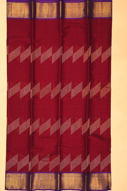 Kanchipuram Kora Organza Brocade Red Saree