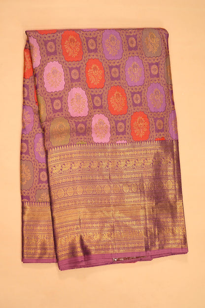 Kanchipuram Silk Brocade Lavender Saree