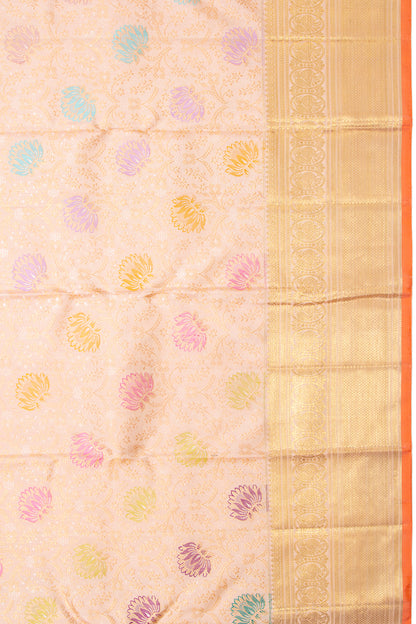 Kanchipuram Silk Meenakari Brocade Peach Saree