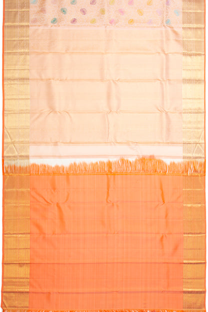 Kanchipuram Silk Meenakari Brocade Peach Saree