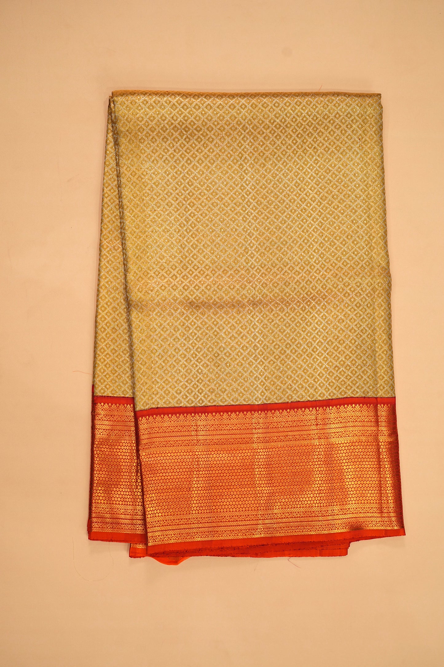 Kanchipuram Silk Tissue Brocade Gold Saree