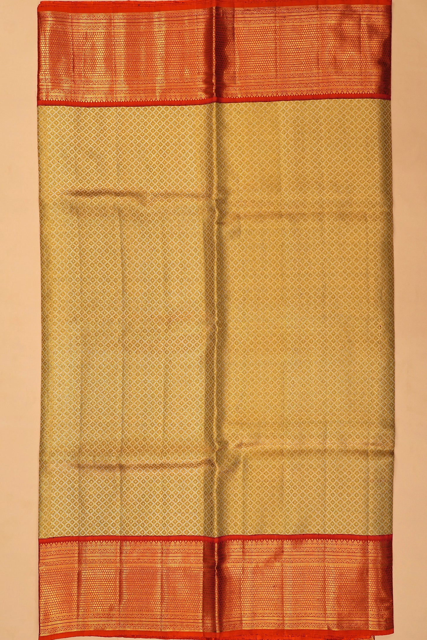 Kanchipuram Silk Tissue Brocade Gold Saree