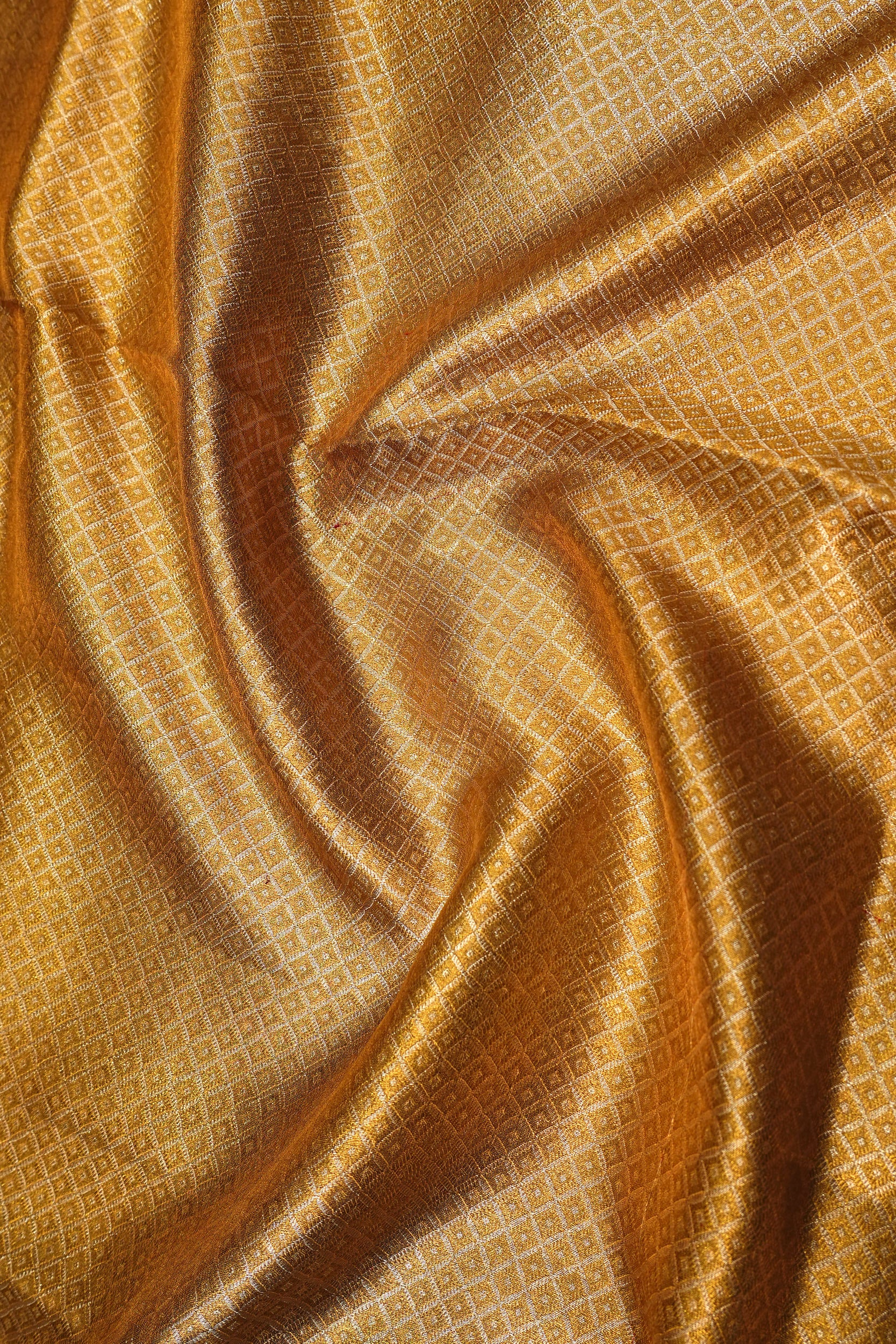 Kanchipuram Silk Tissue Brocade Gold Saree