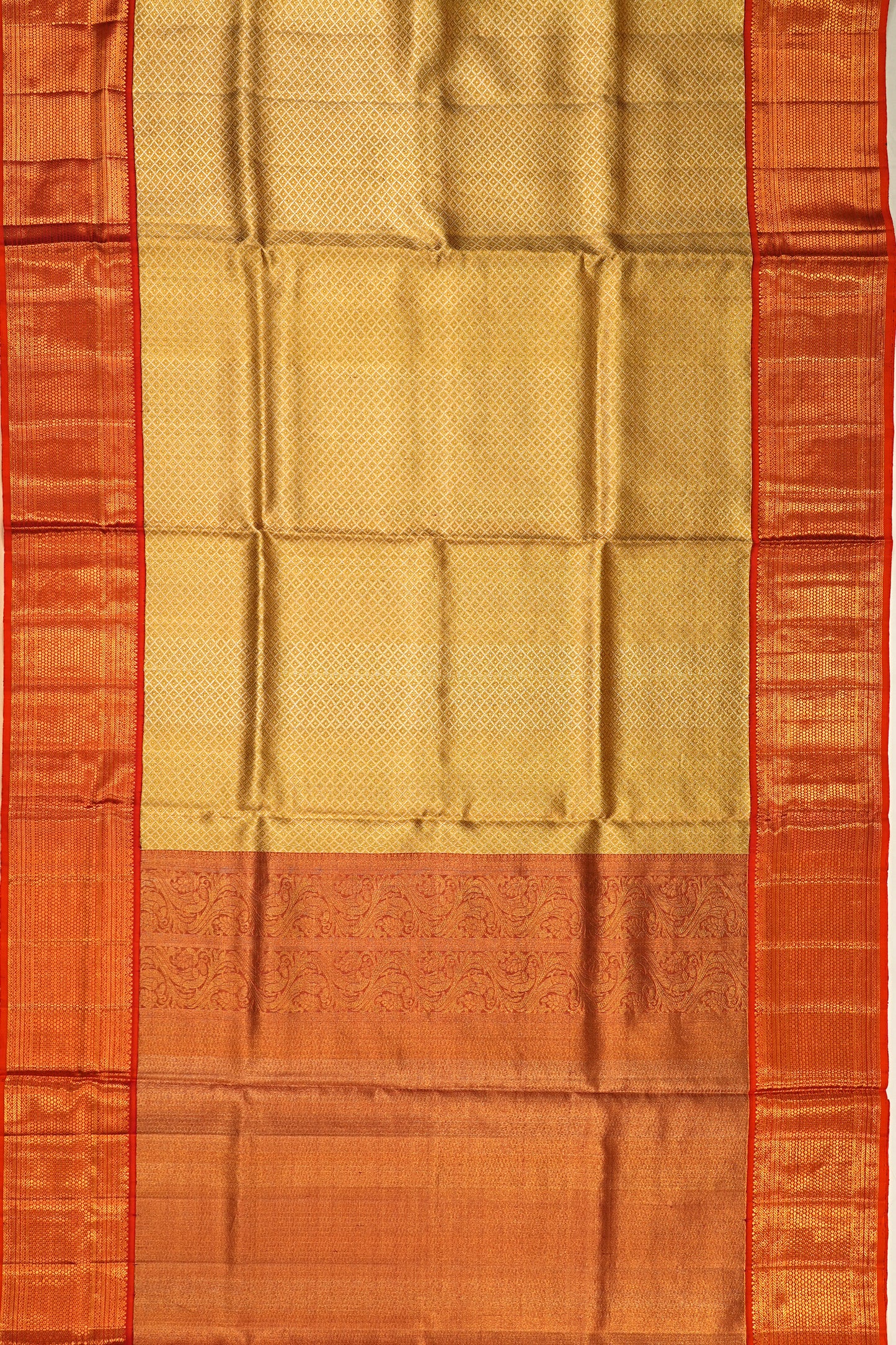 Kanchipuram Silk Tissue Brocade Gold Saree