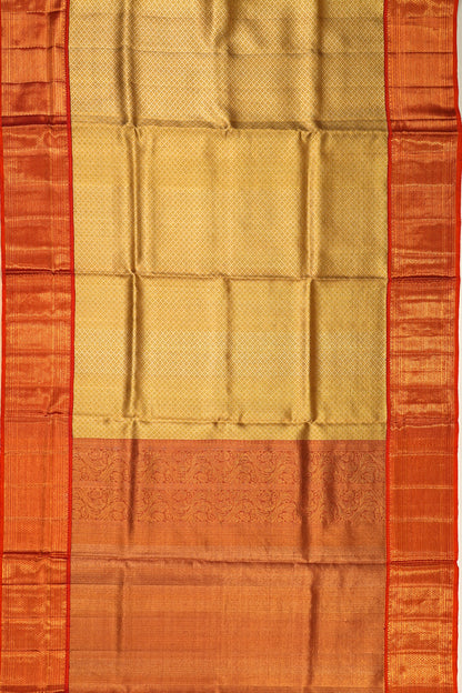 Kanchipuram Silk Tissue Brocade Gold Saree