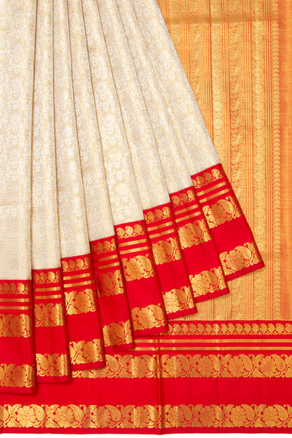 Kanchipuram Silk Tissue Brocade Gold Saree
