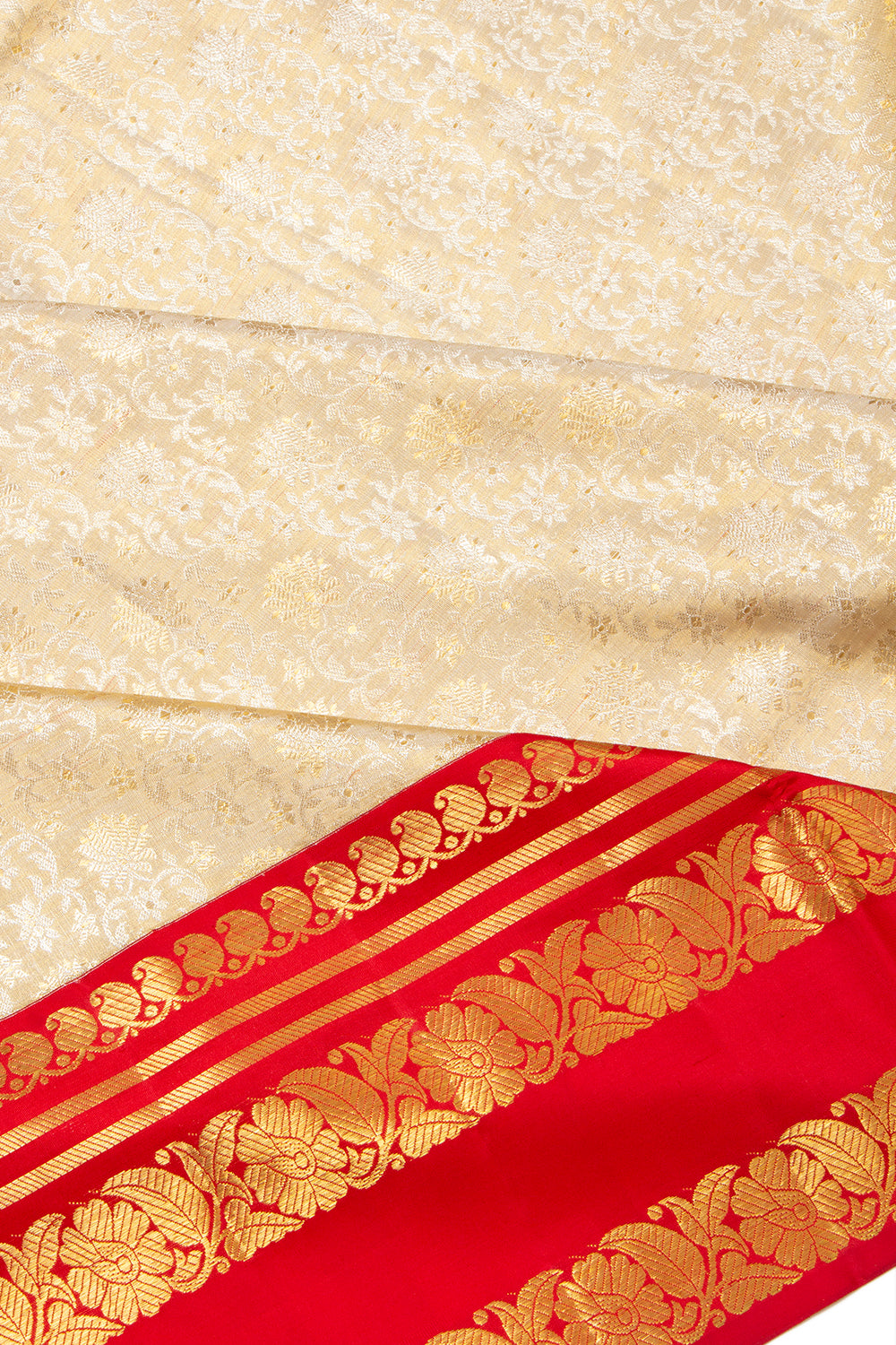 Kanchipuram Silk Tissue Brocade Gold Saree