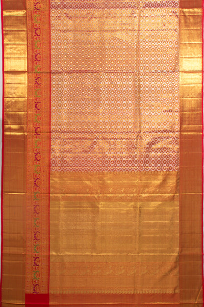 Kanchipuram Silk Tissue Brocade Orange Saree