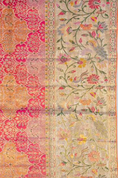 Kanchipuram Silk Tissue Brocade Pink Saree