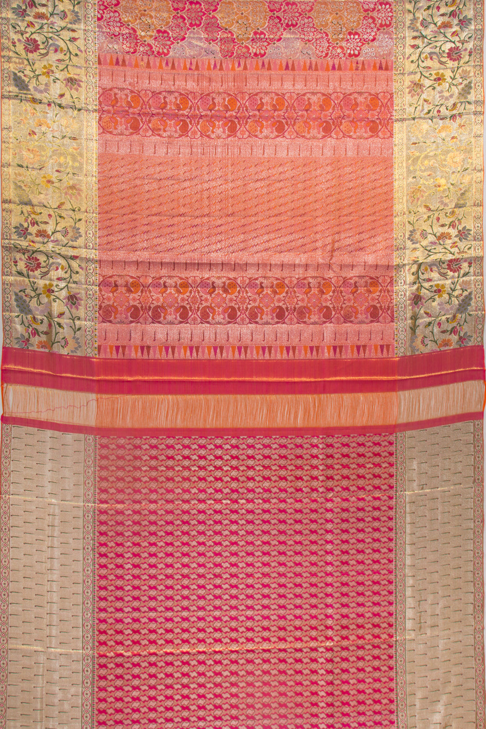Kanchipuram Silk Tissue Brocade Pink Saree