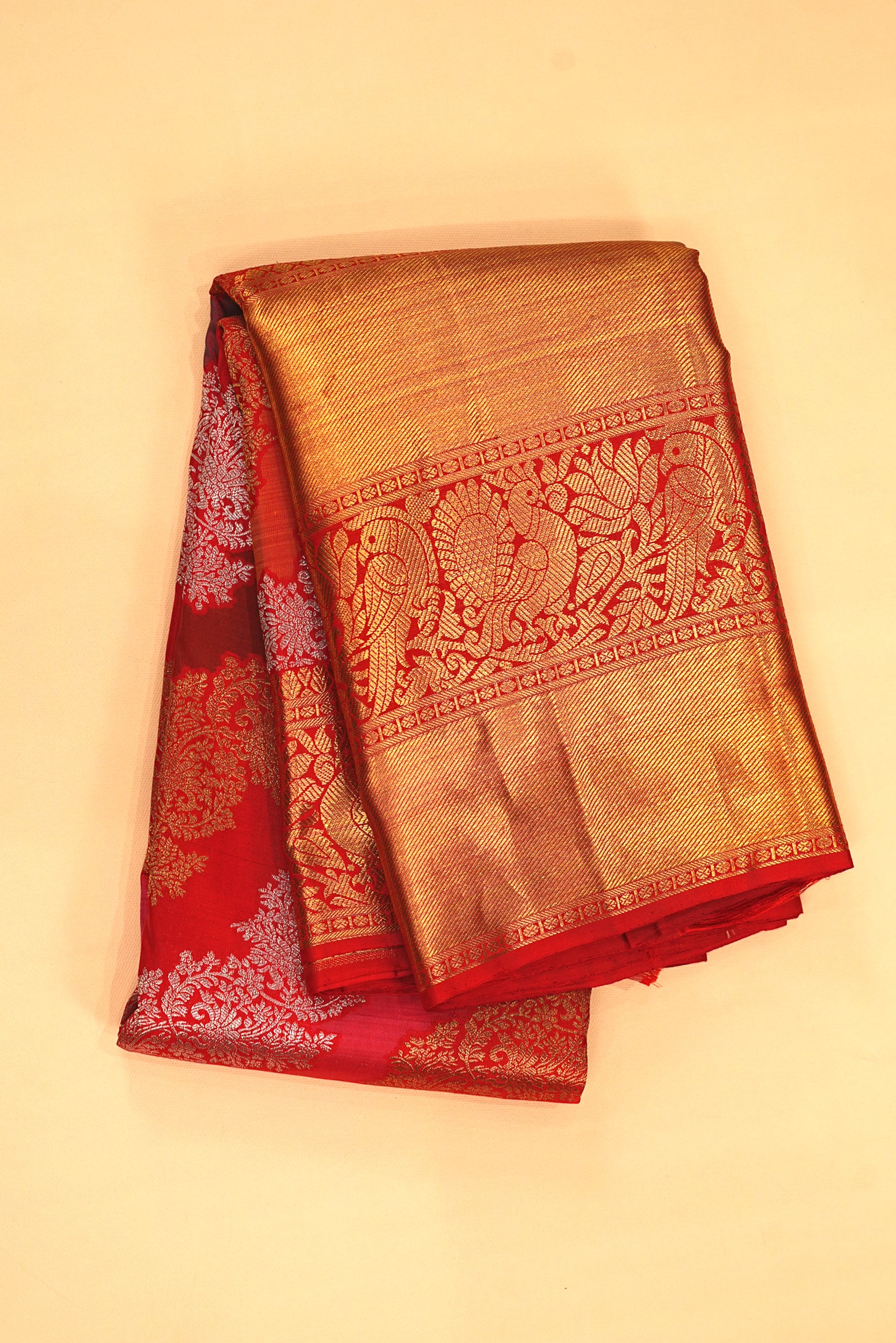 Kanchipuram Silk Jaal Red Saree