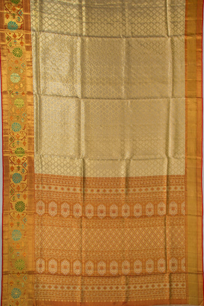 Kanchipuram Silk Tissue Brocade Gold Saree