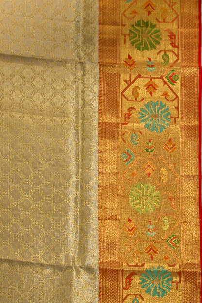 Kanchipuram Silk Tissue Brocade Gold Saree